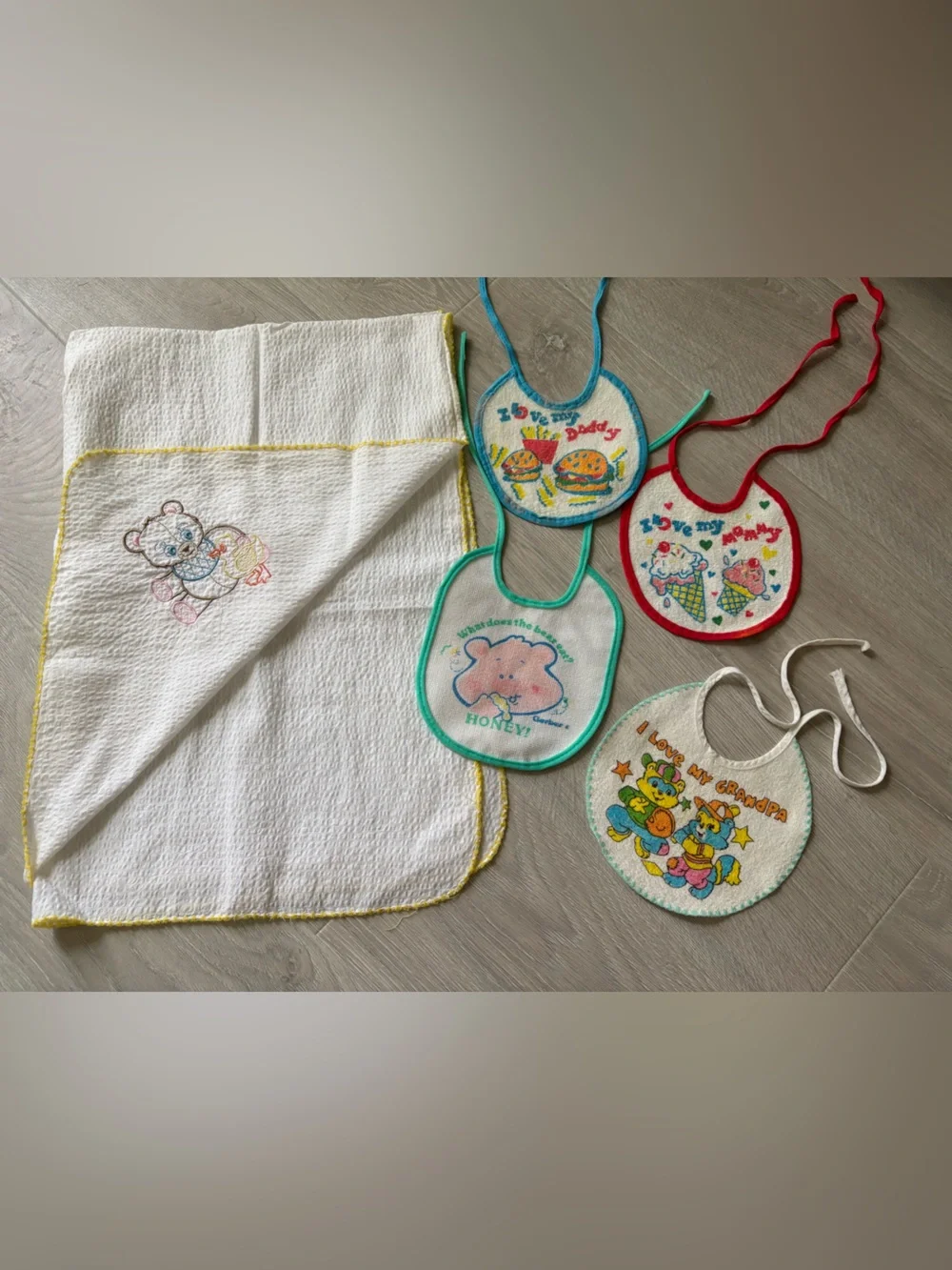 Vintage nursing cloth and bibs